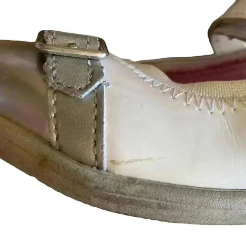 Stride Ride Chandra White Silver Patent Leather Mary Jane Shoes Toddler SZ 9.5